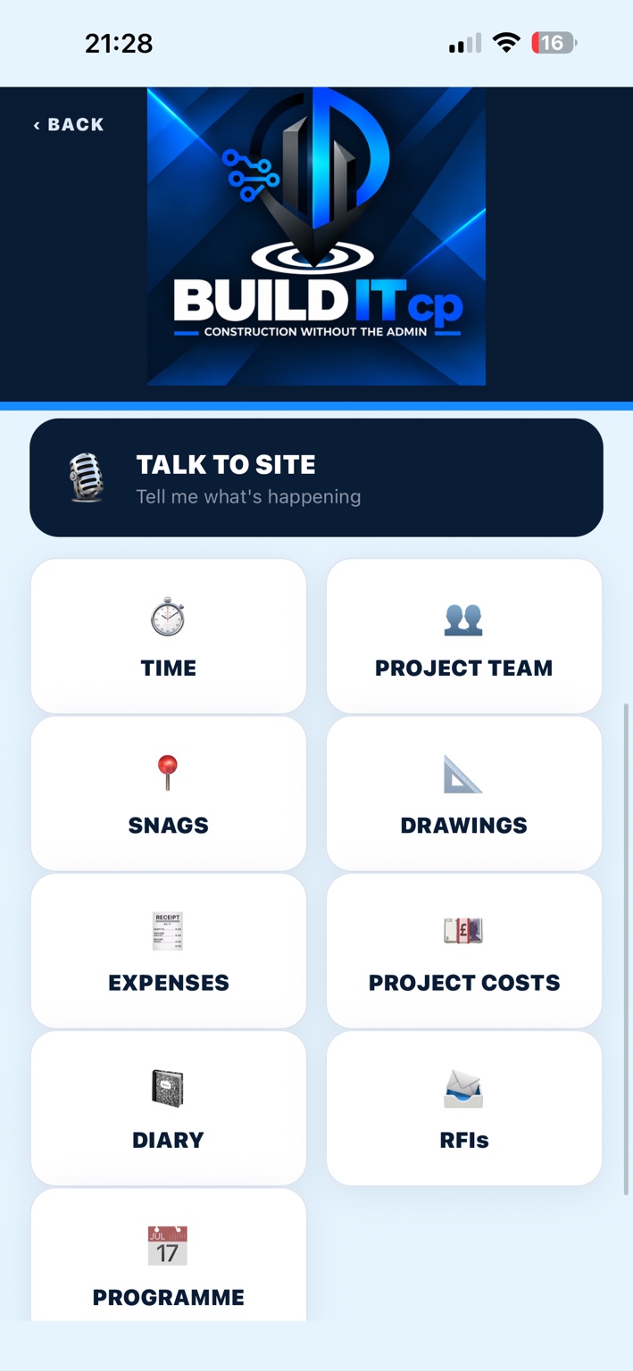 Real BUILD IT CP main project screen